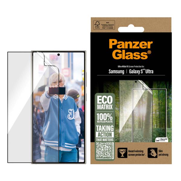 PanzerGlass Protection d'écran Matrix Recycled Ultra-Wide Fit Anti-bactérienne avec applicateur Samsung Galaxy S25 Ultra