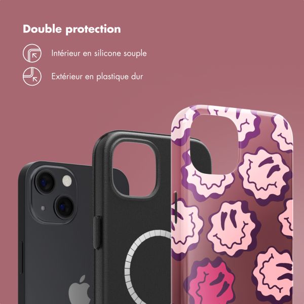 Selencia Coque arrière Vivid avec MagSafe Apple iPhone 13 - Wavy Smiley Pink