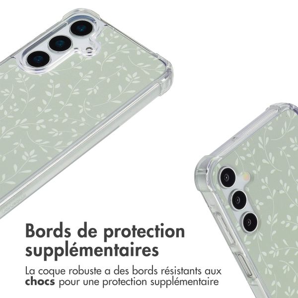 imoshion Coque Design avec cordon Samsung Galaxy A15 (5G) - Smoke Green Flowers