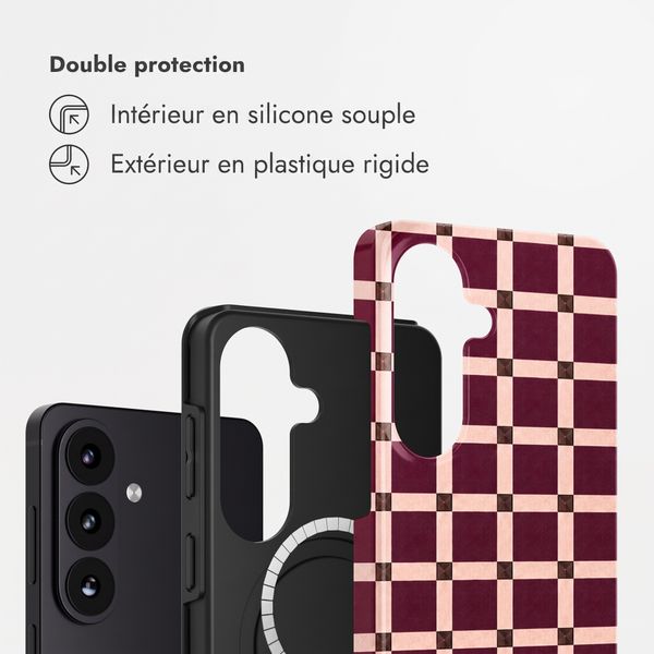 Selencia Coque arrière Vivid avec MagSafe Samsung Galaxy S26 - Check This Burgundy