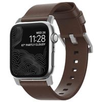 Nomad Bracelet moderne en cuir Apple Watch | 38/40/41/42 mm - Brown / Silver