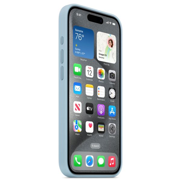 Apple Coque en silicone MagSafe Apple iPhone 15 Pro - Bleu clair
