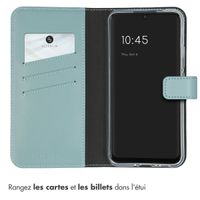 Selencia Étui portefeuille en cuir véritable Samsung Galaxy A34 (5G) - Air Blue