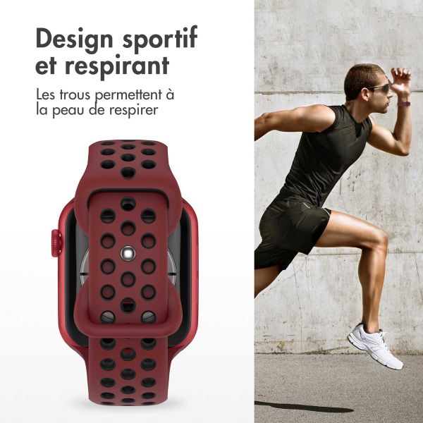 imoshion Bracelet Sport⁺ en silicone Apple Watch | 44/45/46/49 mm - Taille M/L - Wine Red & Black