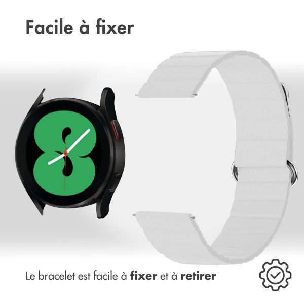 imoshion Bracelet en cuir magnétique Samsung Galaxy Watch 7 40/44 mm - Blanc