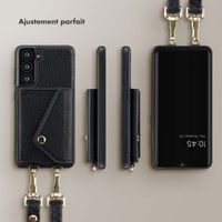 Selencia Coque de télephone Sera avec cordon et porte-cartes enveloppe Samsung Galaxy S21 FE - Noir