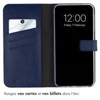 Selencia Étui portefeuille en cuir véritable Samsung Galaxy A27 (5G) - Bleu foncé