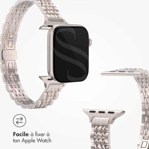 Selencia Bracelet en acier slim style Jubilee Apple Watch | 38/40/41/42 mm - Starlight