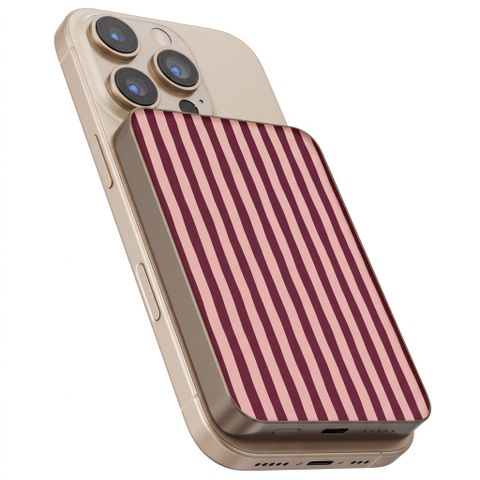 Selencia Powerbank Vivid 5 000 mAh - MagSafe et Qi - Desert Gold / Bonbon Stripe Raspberry