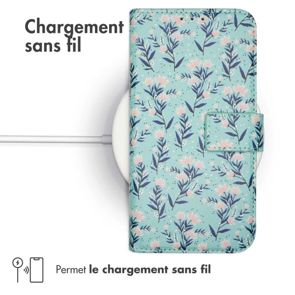 imoshion Étui de télephone portefeuille Design Samsung Galaxy S8 - Blue Flowers