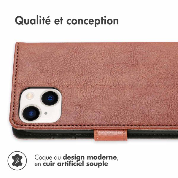 imoshion Étui de télephone portefeuille de luxe Apple iPhone 15 Plus - Marron