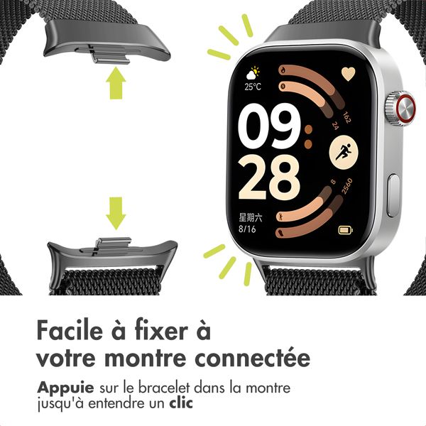 imoshion Bracelet magnétique milanais Xiaomi Smart Band 9 Pro / 8 Pro / Redmi Watch 6 / 5 / 4 - Noir