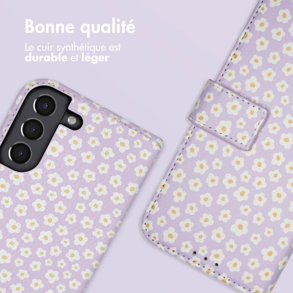 imoshion Étui de télephone portefeuille Design Samsung Galaxy S21 - White Daisy