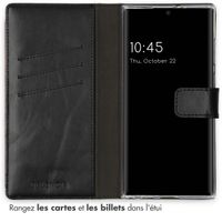 Selencia Étui portefeuille en cuir véritable Samsung Galaxy S22 Ultra - Noir
