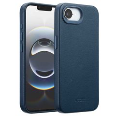 Accezz Coque arrière en cuir avec MagSafe Apple iPhone 17e / 16e - Nightfall Blue