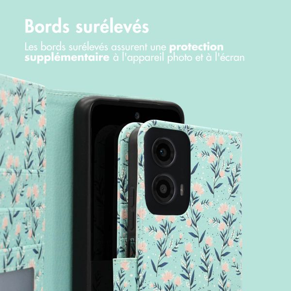 imoshion Étui de télephone portefeuille Design Motorola Moto G34 - Blue Flowers