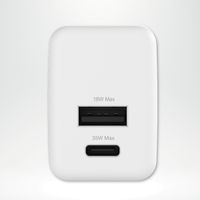 imoshion Chargeur - USB-C et USB-A - Power Delivery et Quick Charge - 35 W + câble USB-C vers USB-C - 1 mètre - Blanc