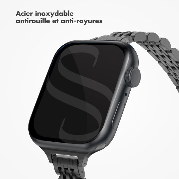 Selencia Bracelet en acier slim style Jubilee Apple Watch | 38/40/41/42 mm - Noir