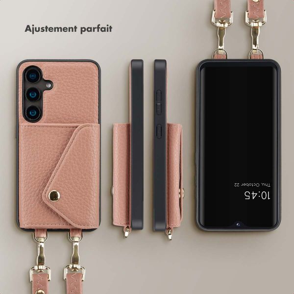 Selencia Coque de télephone Sera avec cordon et porte-cartes enveloppe Samsung Galaxy S24 - Old Pink