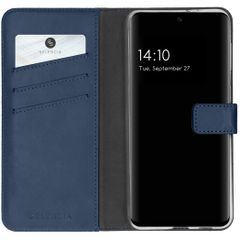 Selencia Étui portefeuille en cuir véritable Samsung Galaxy S21 FE - Bleu