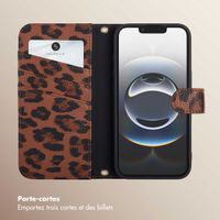 Selencia Étui de télephone portefeuille imprimé léopard Sabi Apple iPhone 17e / 16e - Mocha Brown
