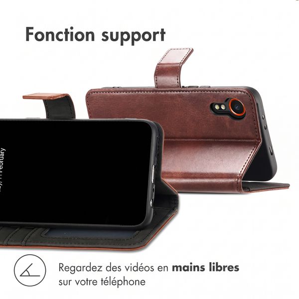 imoshion Étui de télephone portefeuille de luxe Samsung Galaxy Xcover 5 - Marron foncé