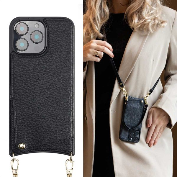 Selencia Coque de télephone Nova avec cordon et porte-cartes Apple iPhone 16 Pro Max - Noir