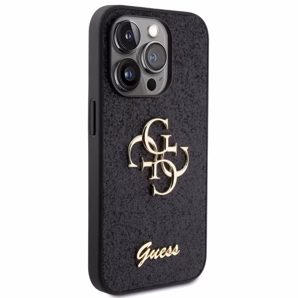 Guess Coque 4G Metal Logo Glitter Apple iPhone 15 Pro - Noir