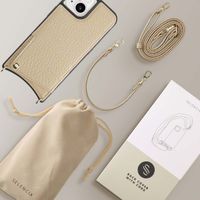 Selencia Coque de télephone Nova avec cordon et porte-cartes Apple iPhone 15 - Beige