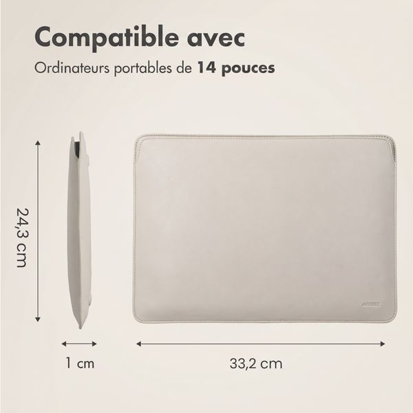 Accezz Pochette ordinateur cuir 14 pouces - Beige