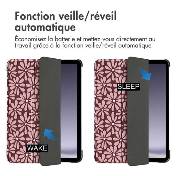 imoshion Coque tablette Design Trifold Samsung Galaxy Tab A11 / A9 Plus - Bloom Love Blush