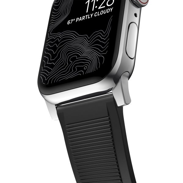 Nomad Bracelet robuste FKM Apple Watch | 44/45/46/49 mm - Argent / Noir