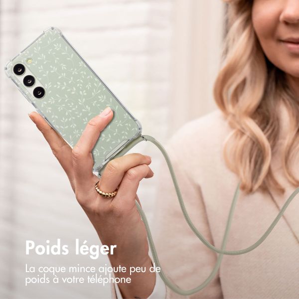 imoshion Coque Design avec cordon Samsung Galaxy S23 - Smoke Green Flowers