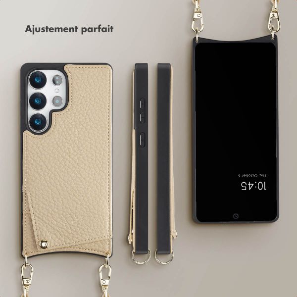 Selencia Coque de télephone Nova avec cordon et porte-cartes Samsung Galaxy S25 Ultra - Beige