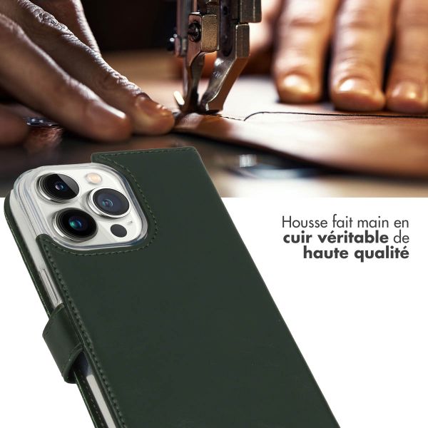 Selencia Étui portefeuille en cuir véritable Apple iPhone 14 Pro Max - Vert