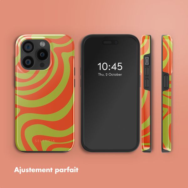Selencia Coque arrière Vivid avec MagSafe Apple iPhone 15 Pro - Wavy Swirl Orange Fern