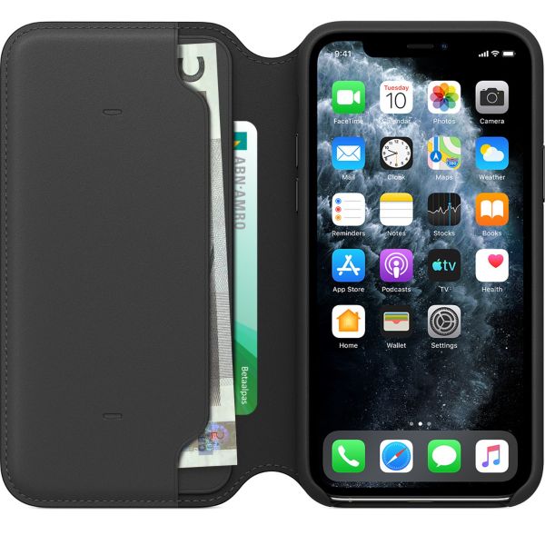 Apple 3 Pack Étui de télephone portefeuille Leather Folio Apple iPhone 11 Pro - Red Raspberry + Peacock + Black