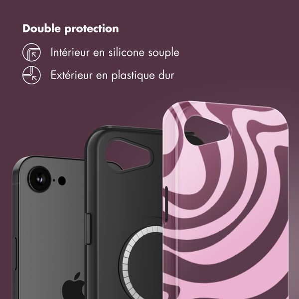 Selencia Coque arrière Vivid avec MagSafe Apple iPhone 17e / 16e - Wavy Swirl Pink Plum