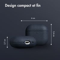 Accezz Coque en cuir véritable  Apple Airpods 4 - Bleu foncé
