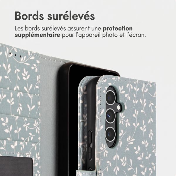 imoshion Étui de télephone portefeuille Design Samsung Galaxy A54 (5G) - Smoke Green Flowers