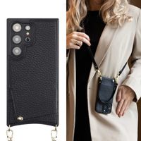 Selencia Coque de télephone Nova avec cordon et porte-cartes Samsung Galaxy S24 Ultra - Noir
