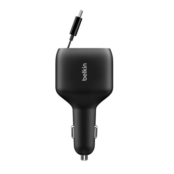 Belkin Chargeur de voiture BoostCharge avec câble rétractable USB-C/USB-A 75W - Noir