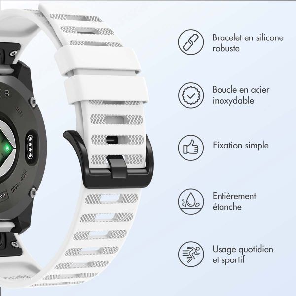 imoshion Bracelet QuickFit® Stripe en silicone  - Connexion Garmin 22 mm - Blanc