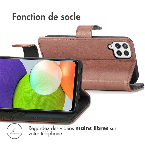 imoshion Étui de télephone portefeuille de luxe Samsung Galaxy M22 / A22 (4G) - Marron