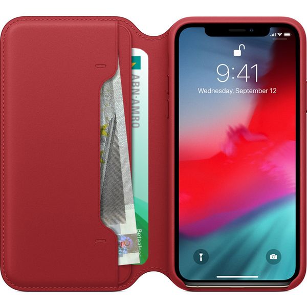 Apple Étui de télephone portefeuille Leather Folio Apple iPhone X / Xs - Rouge