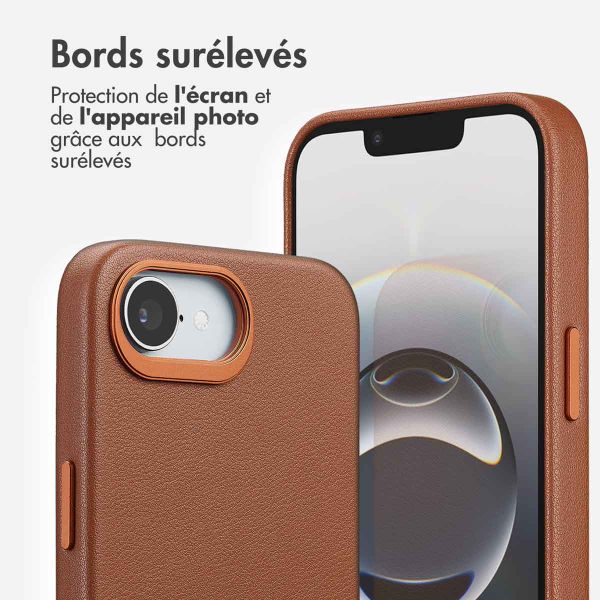 Accezz Coque arrière en cuir avec MagSafe Apple iPhone 17e / 16e - Sienna Brown