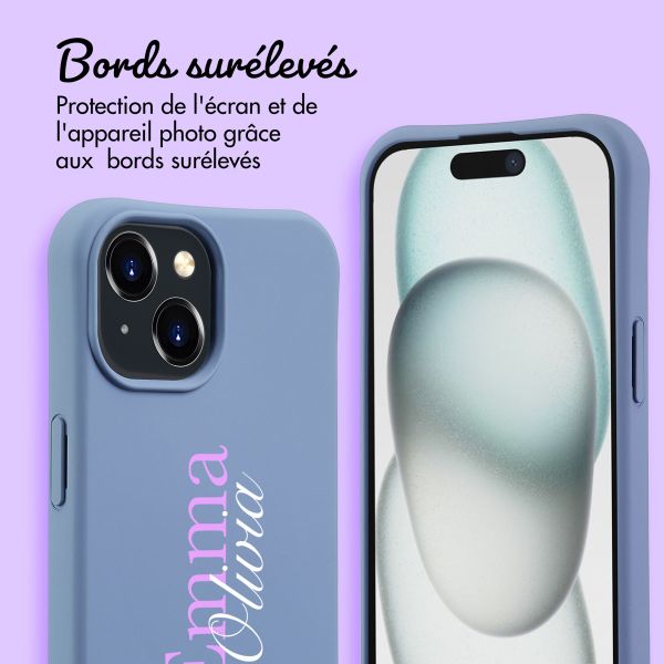 Coque Color MagSafe avec cordon amovible et photo et/ou texte personnalisés Apple iPhone 15 - Nom