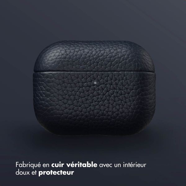 Accezz Coque en cuir véritable  Apple Airpods Pro 3 - Bleu foncé
