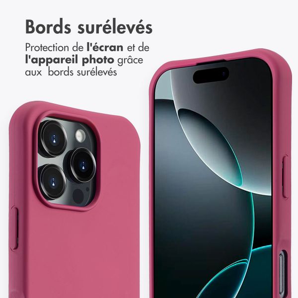 imoshion Coque arrière Color avec cordon amovible et MagSafe Apple iPhone 16 Pro - Raspberry
