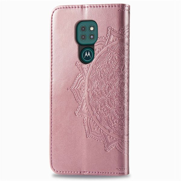 Etui de télephone portefeuille Mandala Motorola Moto E7 Plus / G9 Play - Rose Doré
